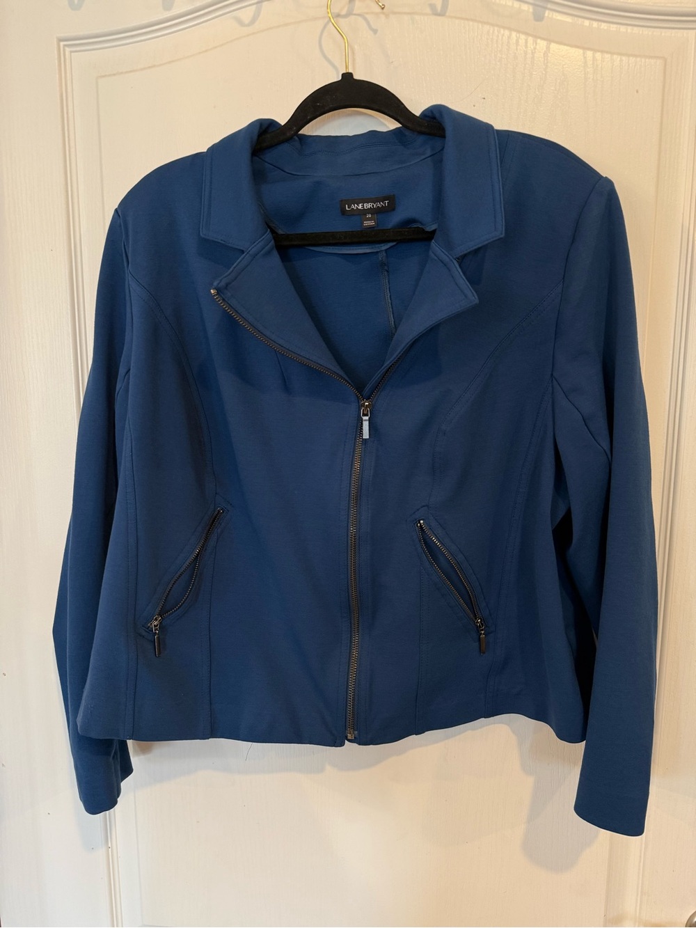 Lane Bryant Blue moto Jacket/Blazer Front Zip & Zip Pockets Plus Size 20